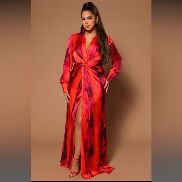 Printed High Slit Maxi Dress - Picture 5 of 6